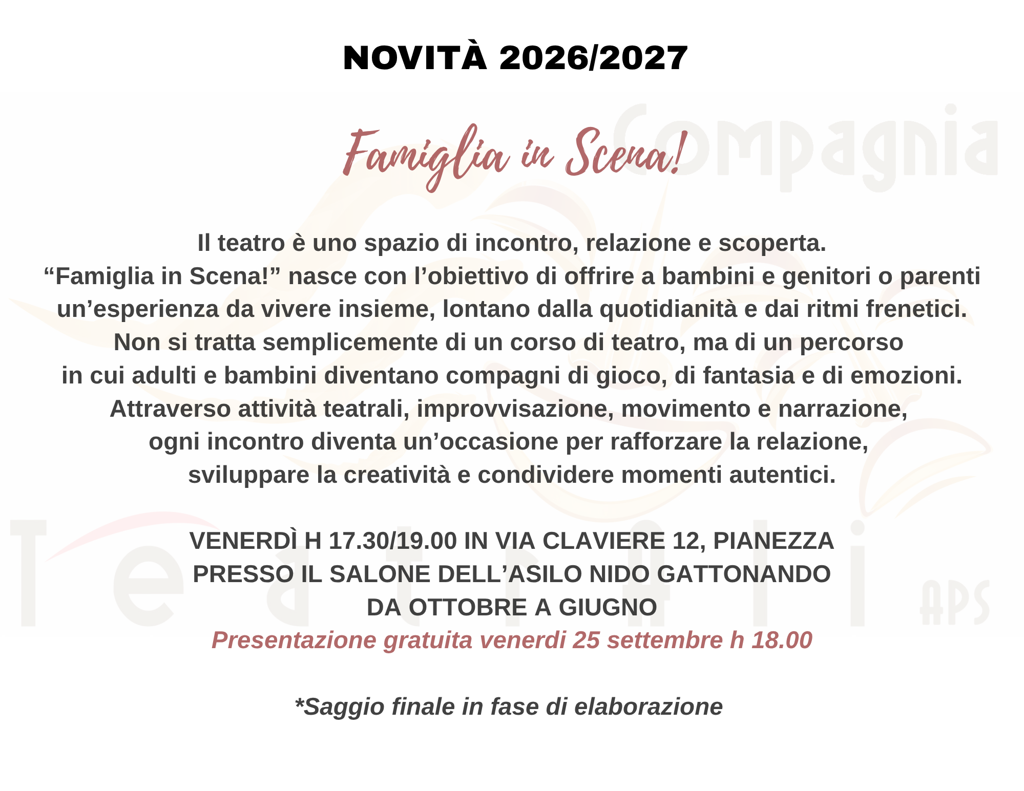Famiglia in Scena - Novità 2026/2027